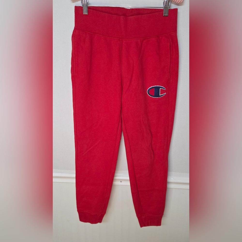 Champion Reverse Weave Big C Logo Joggers Mens Size Small Red Sweatpant 0072 Vtg